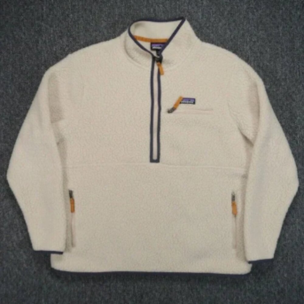 Patagonia Jacket Womens Extra Large Cream Oatmeal Retro Pile Fleece Marsupial XL
